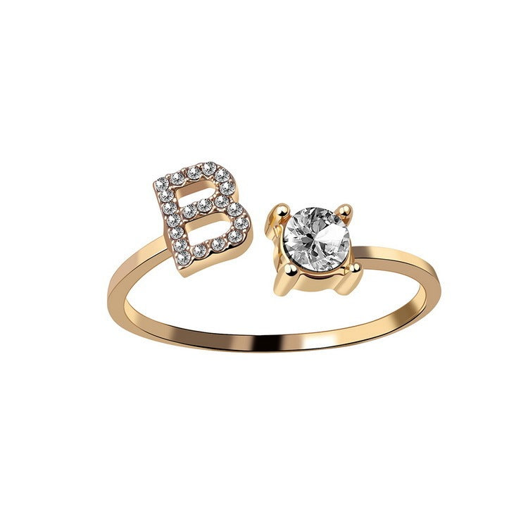 Noa Voitté™ | Couple Rings with Initials – Adjustable, A–Z Letters, Gold/Silver/Rose Gold