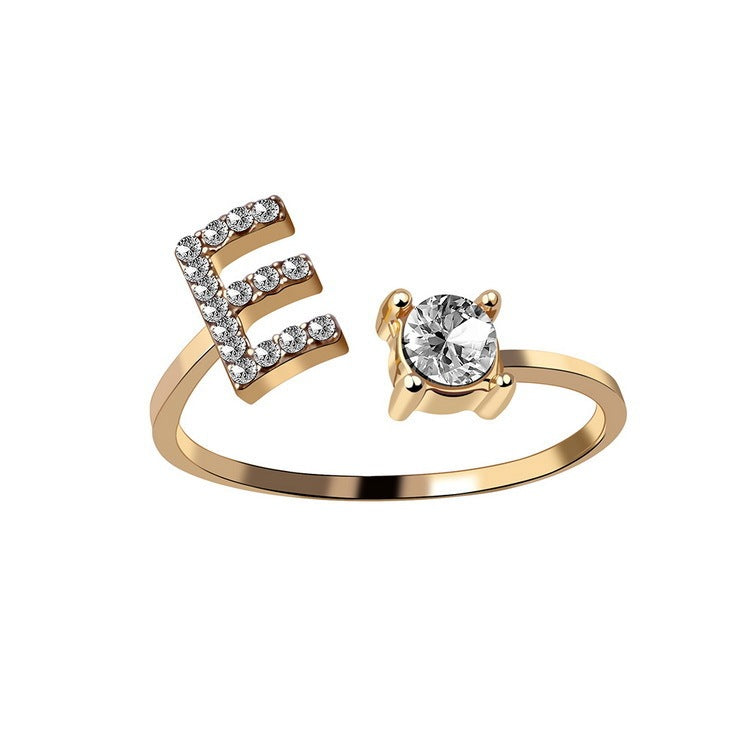 Noa Voitté™ | Couple Rings with Initials – Adjustable, A–Z Letters, Gold/Silver/Rose Gold