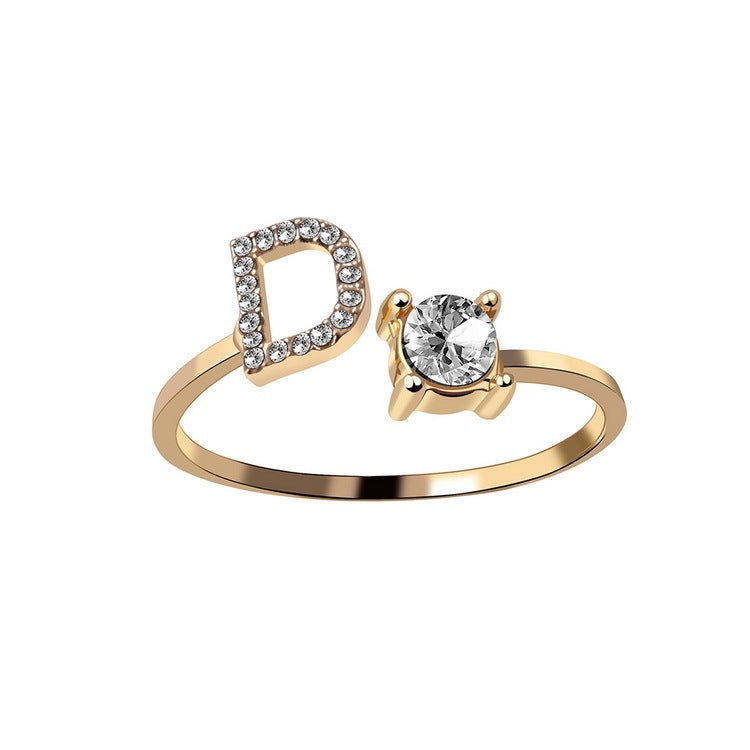 Noa Voitté™ | Couple Rings with Initials – Adjustable, A–Z Letters, Gold/Silver/Rose Gold
