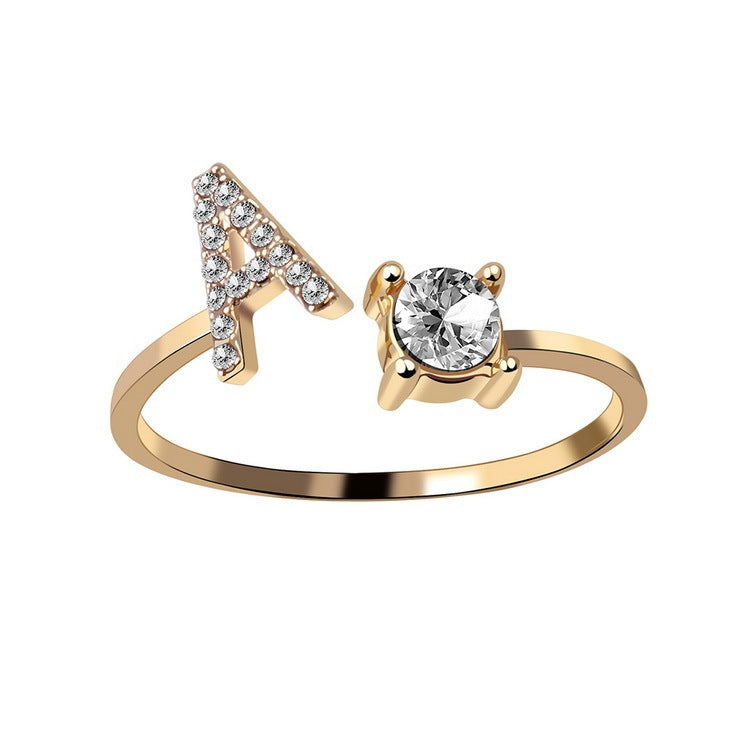 Noa Voitté™ | Couple Rings with Initials – Adjustable, A–Z Letters, Gold/Silver/Rose Gold