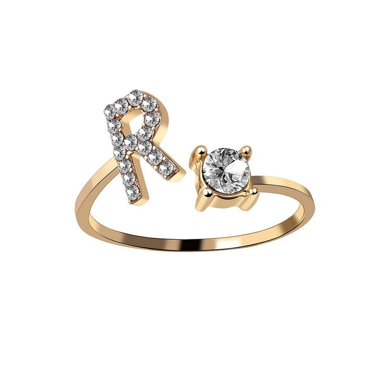 Noa Voitté™ | Couple Rings with Initials – Adjustable, A–Z Letters, Gold/Silver/Rose Gold