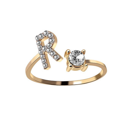 Noa Voitté™ | Couple Rings with Initials – Adjustable, A–Z Letters, Gold/Silver/Rose Gold