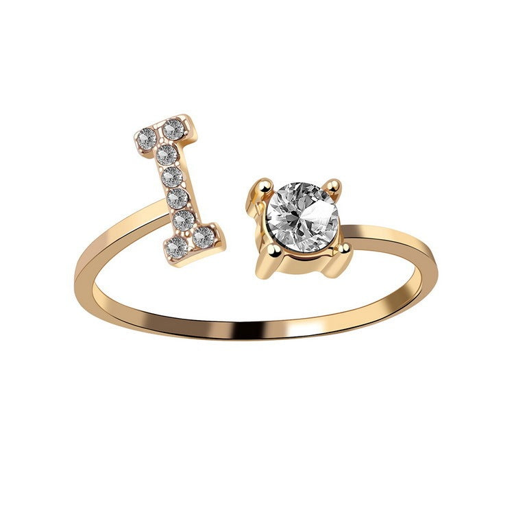 Noa Voitté™ | Couple Rings with Initials – Adjustable, A–Z Letters, Gold/Silver/Rose Gold