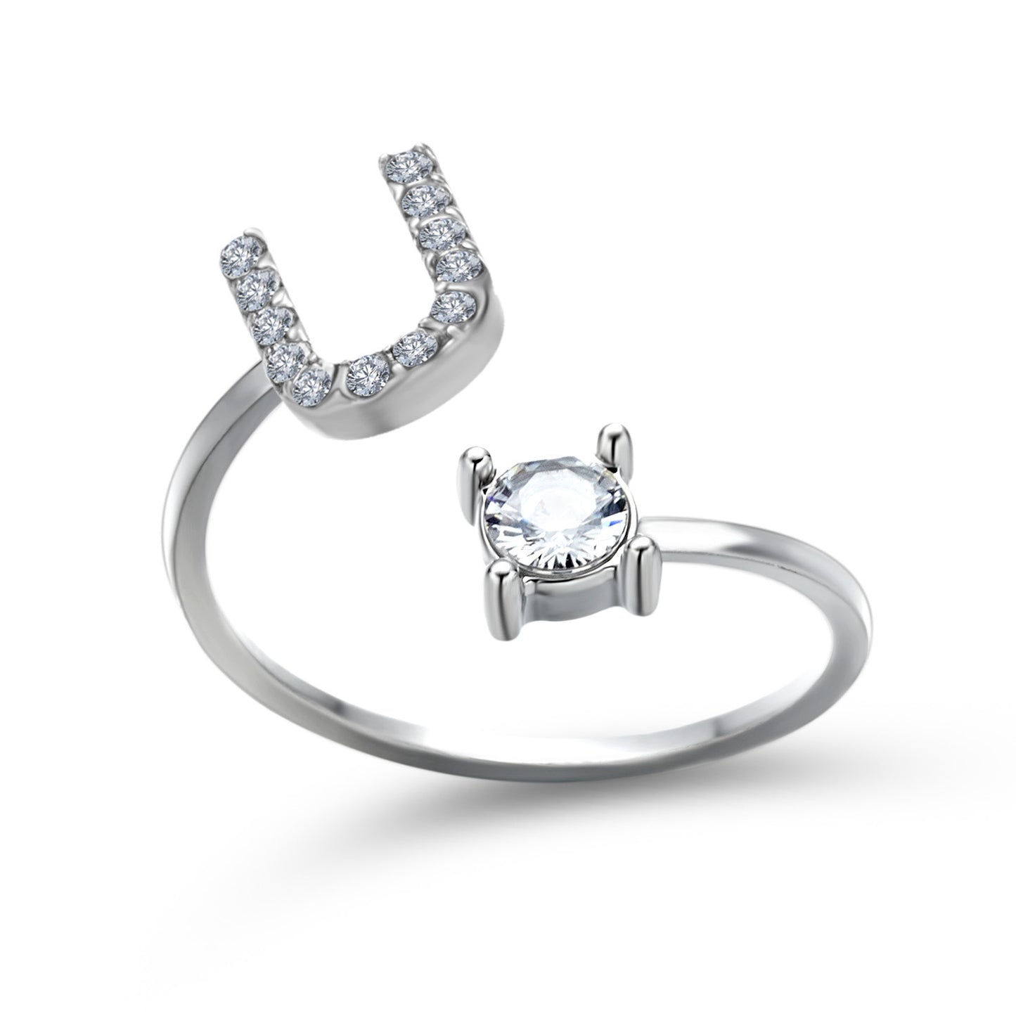 Noa Voitté™ | Couple Rings with Initials – Adjustable, A–Z Letters, Gold/Silver/Rose Gold