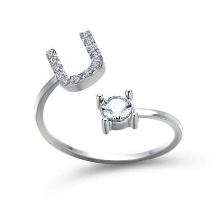 Noa Voitté™ | Couple Rings with Initials – Adjustable, A–Z Letters, Gold/Silver/Rose Gold