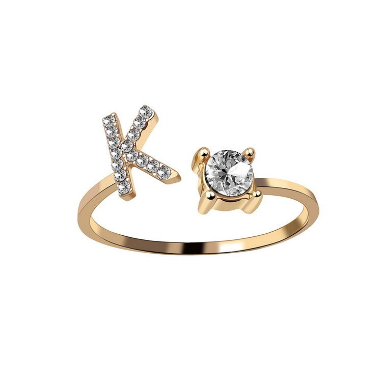 Noa Voitté™ | Couple Rings with Initials – Adjustable, A–Z Letters, Gold/Silver/Rose Gold