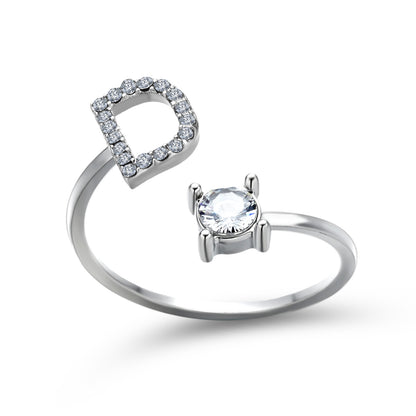 Noa Voitté™ | Couple Rings with Initials – Adjustable, A–Z Letters, Gold/Silver/Rose Gold