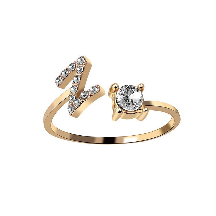 Noa Voitté™ | Couple Rings with Initials – Adjustable, A–Z Letters, Gold/Silver/Rose Gold