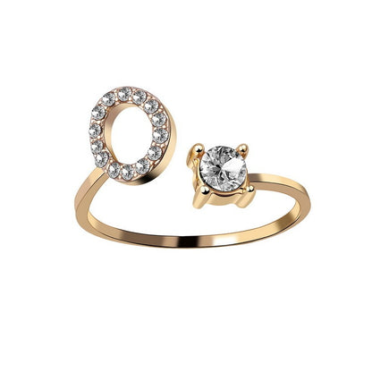 Noa Voitté™ | Couple Rings with Initials – Adjustable, A–Z Letters, Gold/Silver/Rose Gold