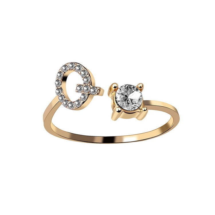 Noa Voitté™ | Couple Rings with Initials – Adjustable, A–Z Letters, Gold/Silver/Rose Gold