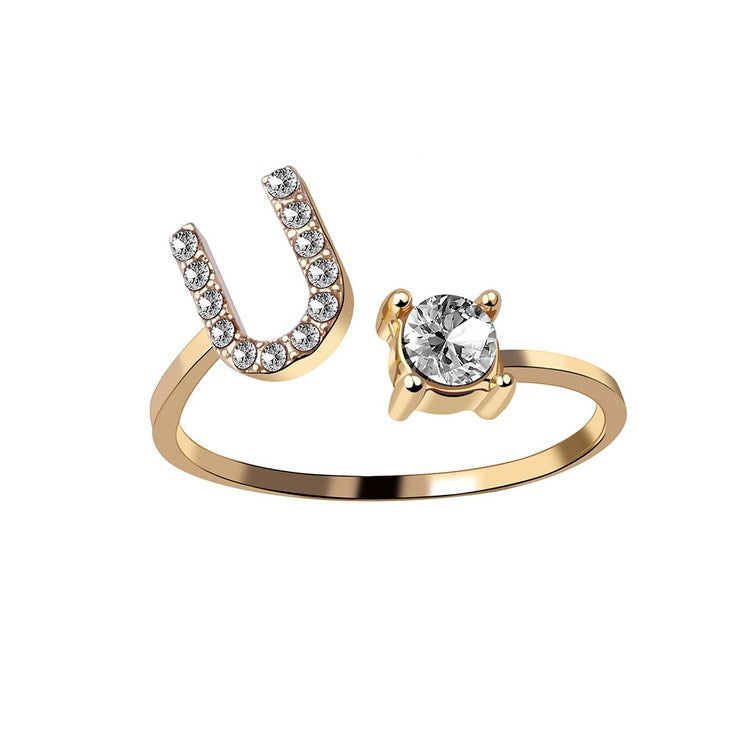 Noa Voitté™ | Couple Rings with Initials – Adjustable, A–Z Letters, Gold/Silver/Rose Gold