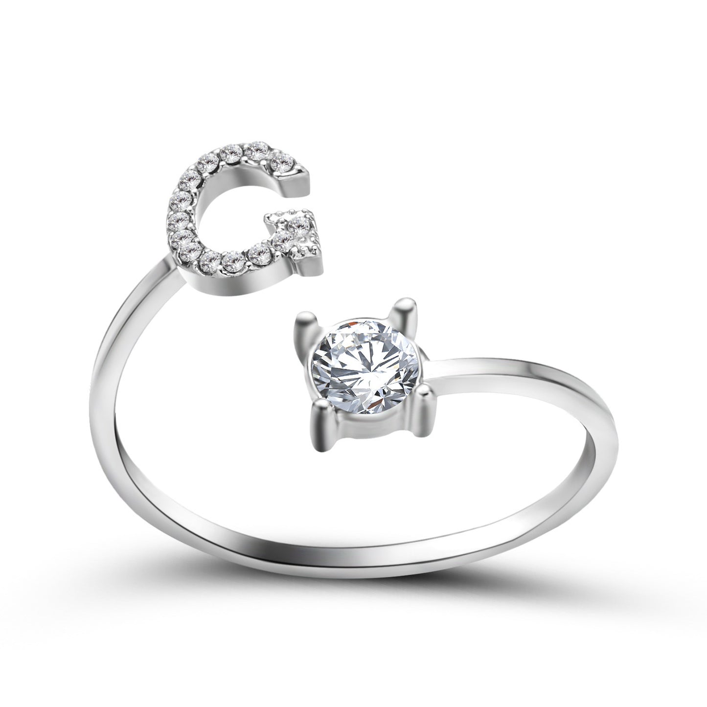 Noa Voitté™ | Couple Rings with Initials – Adjustable, A–Z Letters, Gold/Silver/Rose Gold