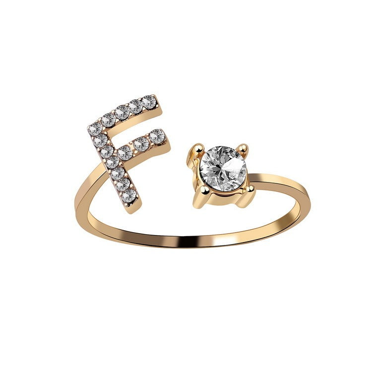Noa Voitté™ | Couple Rings with Initials – Adjustable, A–Z Letters, Gold/Silver/Rose Gold