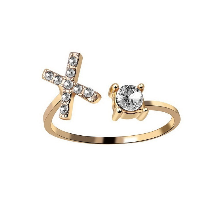Noa Voitté™ | Couple Rings with Initials – Adjustable, A–Z Letters, Gold/Silver/Rose Gold
