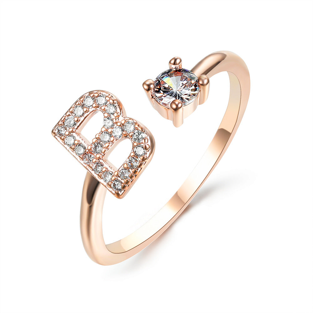 Noa Voitté™ | Couple Rings with Initials – Adjustable, A–Z Letters, Gold/Silver/Rose Gold
