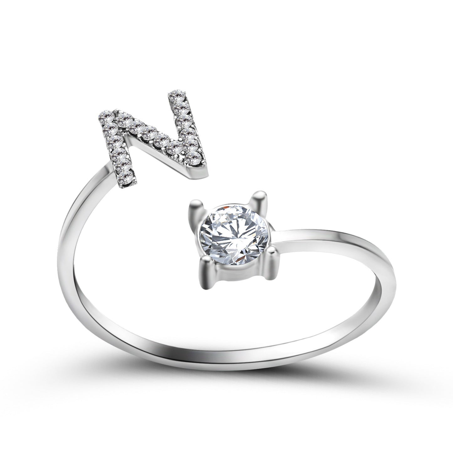 Noa Voitté™ | Couple Rings with Initials – Adjustable, A–Z Letters, Gold/Silver/Rose Gold