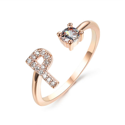 Noa Voitté™ | Couple Rings with Initials – Adjustable, A–Z Letters, Gold/Silver/Rose Gold