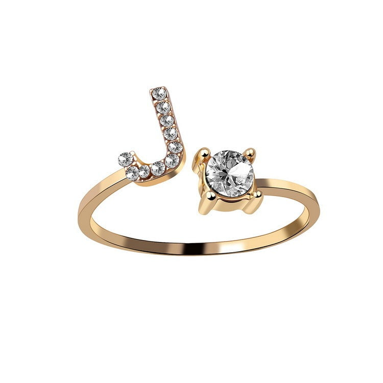Noa Voitté™ | Couple Rings with Initials – Adjustable, A–Z Letters, Gold/Silver/Rose Gold