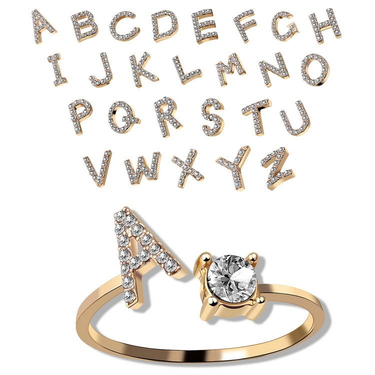 Noa Voitté™ | Couple Rings with Initials – Adjustable, A–Z Letters, Gold/Silver/Rose Gold