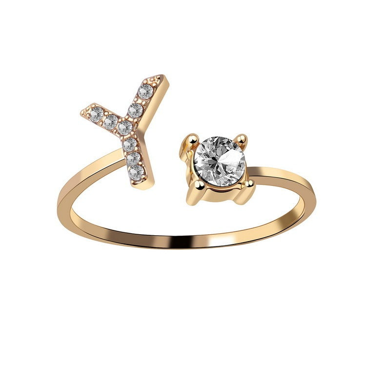 Noa Voitté™ | Couple Rings with Initials – Adjustable, A–Z Letters, Gold/Silver/Rose Gold