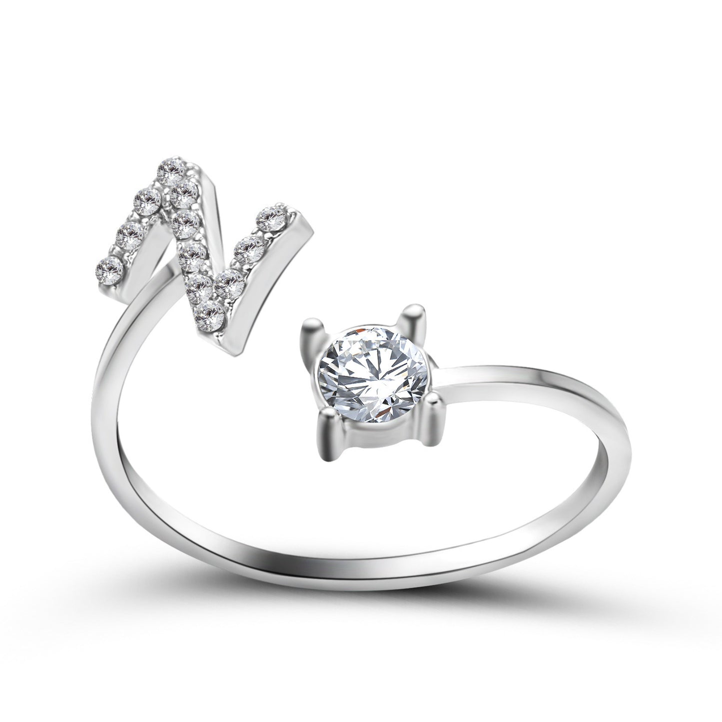 Noa Voitté™ | Couple Rings with Initials – Adjustable, A–Z Letters, Gold/Silver/Rose Gold