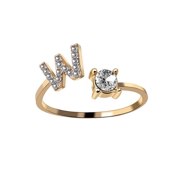 Noa Voitté™ | Couple Rings with Initials – Adjustable, A–Z Letters, Gold/Silver/Rose Gold