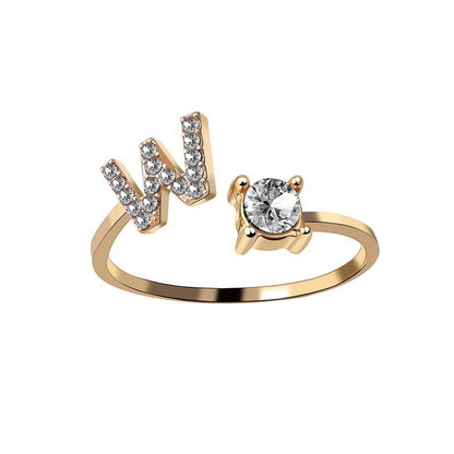 Noa Voitté™ | Couple Rings with Initials – Adjustable, A–Z Letters, Gold/Silver/Rose Gold