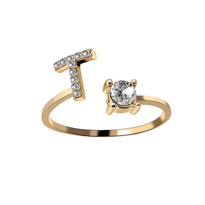 Noa Voitté™ | Couple Rings with Initials – Adjustable, A–Z Letters, Gold/Silver/Rose Gold