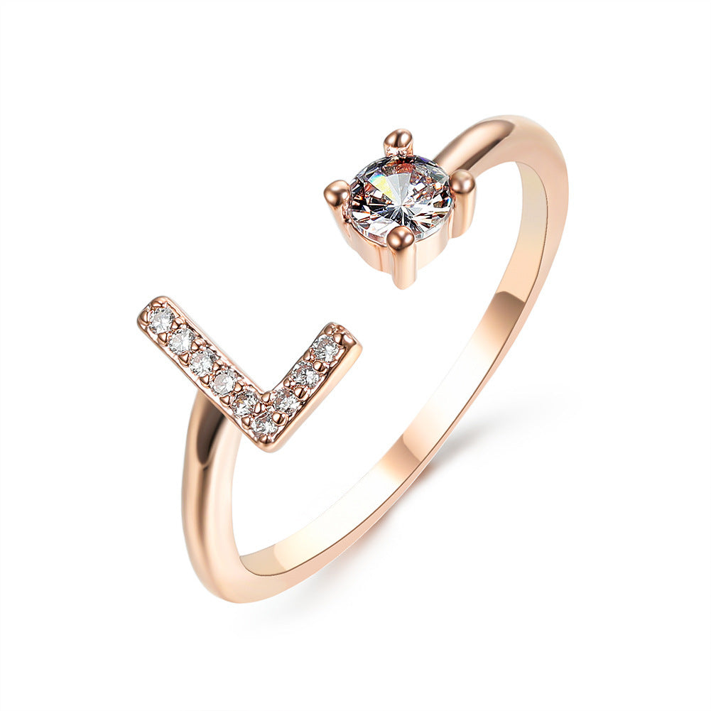 Noa Voitté™ | Couple Rings with Initials – Adjustable, A–Z Letters, Gold/Silver/Rose Gold
