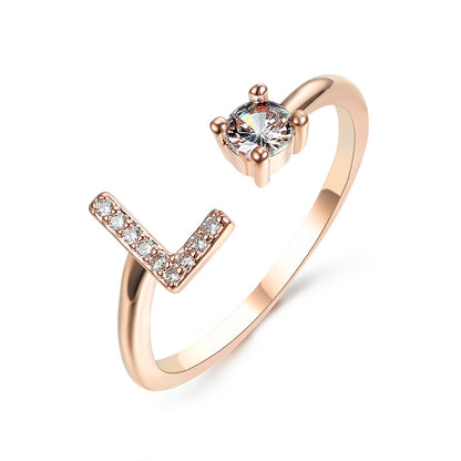 Noa Voitté™ | Couple Rings with Initials – Adjustable, A–Z Letters, Gold/Silver/Rose Gold