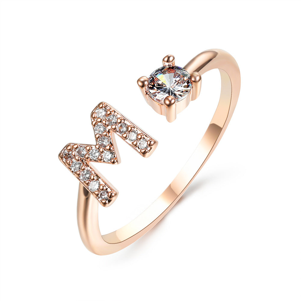 Noa Voitté™ | Couple Rings with Initials – Adjustable, A–Z Letters, Gold/Silver/Rose Gold
