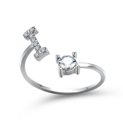 Noa Voitté™ | Couple Rings with Initials – Adjustable, A–Z Letters, Gold/Silver/Rose Gold
