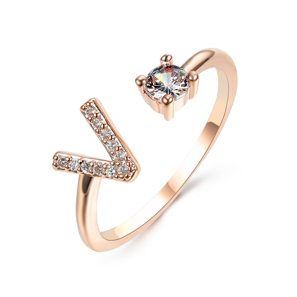 Noa Voitté™ | Couple Rings with Initials – Adjustable, A–Z Letters, Gold/Silver/Rose Gold