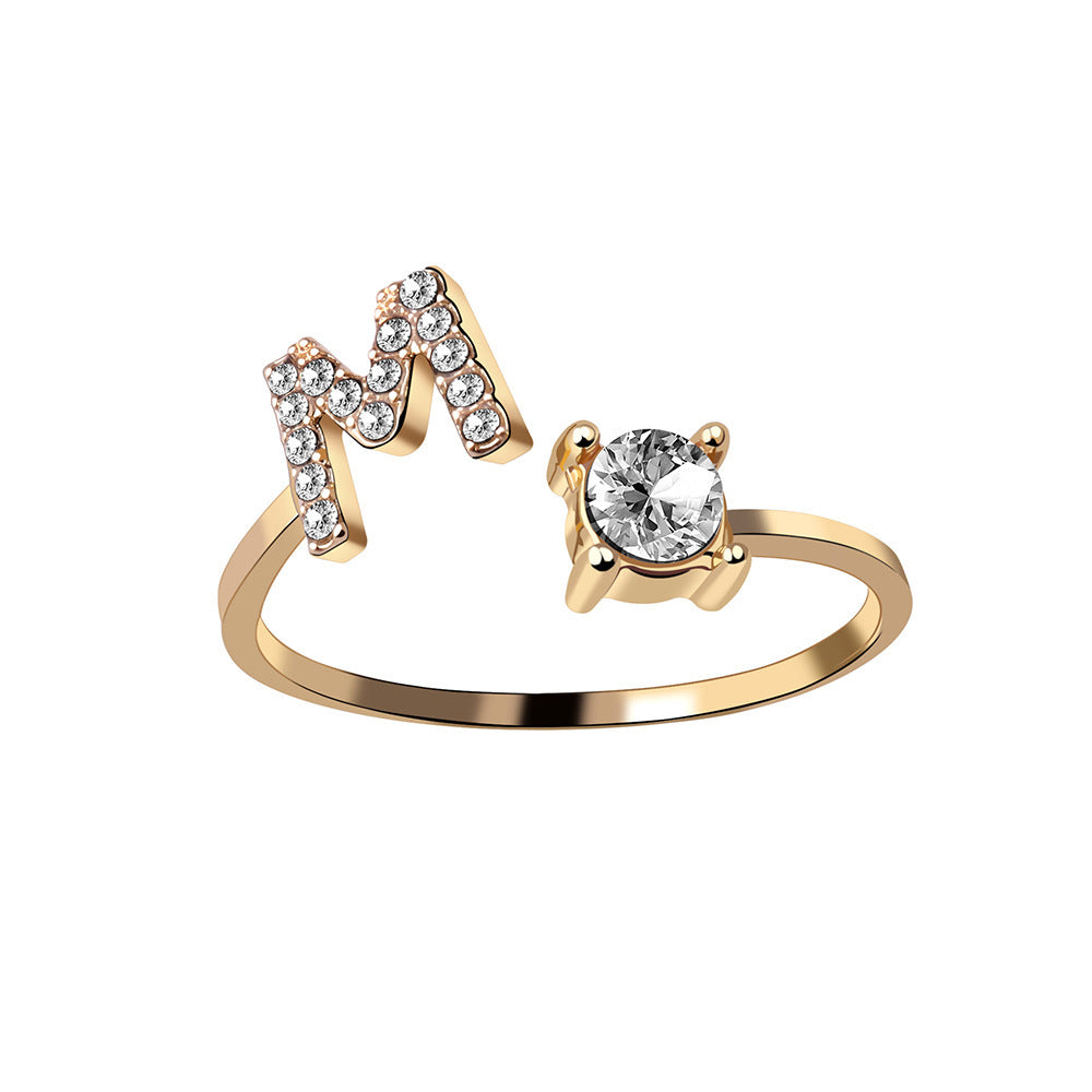 Noa Voitté™ | Couple Rings with Initials – Adjustable, A–Z Letters, Gold/Silver/Rose Gold