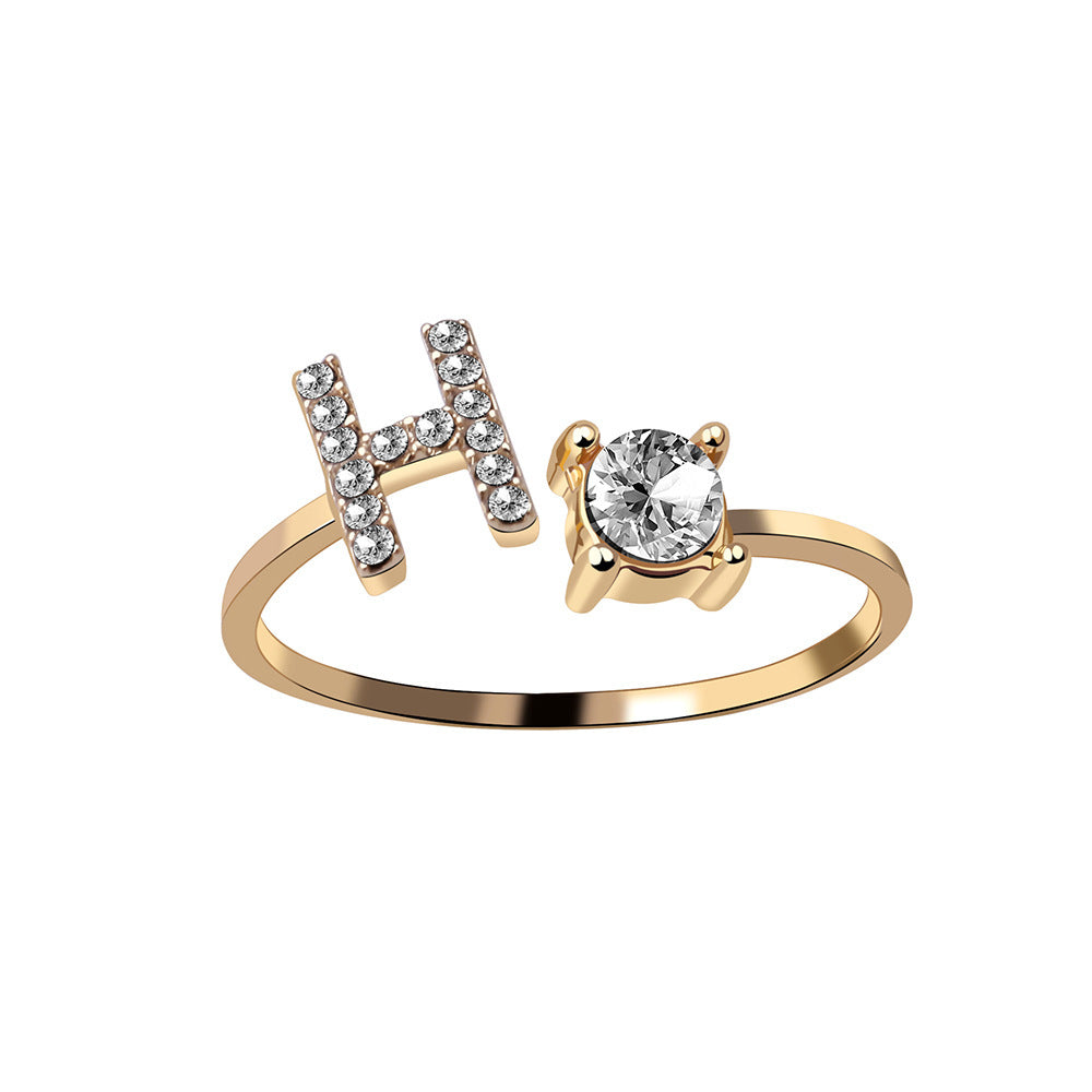 Noa Voitté™ | Couple Rings with Initials – Adjustable, A–Z Letters, Gold/Silver/Rose Gold