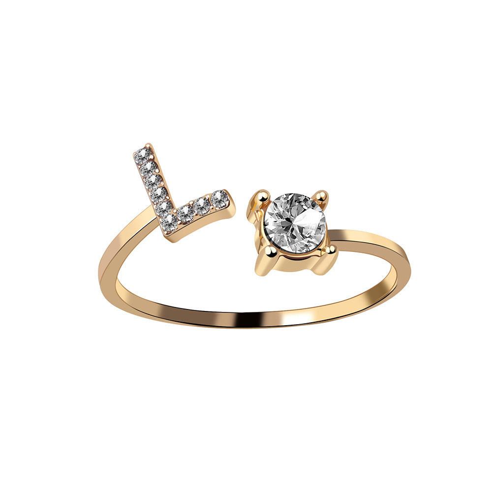 Noa Voitté™ | Couple Rings with Initials – Adjustable, A–Z Letters, Gold/Silver/Rose Gold
