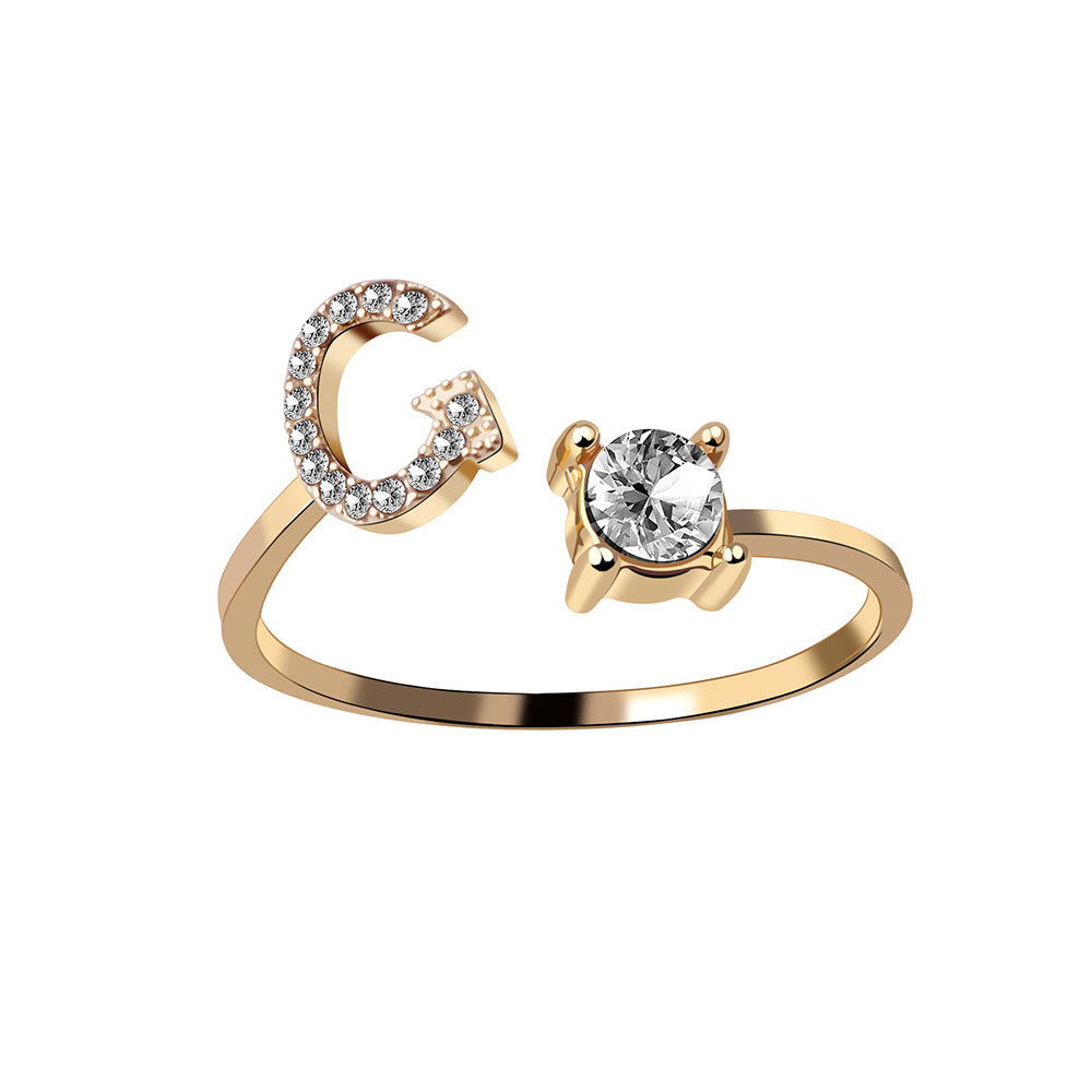 Noa Voitté™ | Couple Rings with Initials – Adjustable, A–Z Letters, Gold/Silver/Rose Gold
